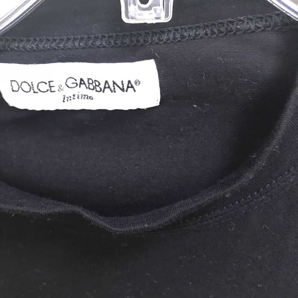Dolce & Gabbana D&G Logo Vintage 90s L Top T Shirt Stretch Long Tunic Black Goth - Picture 5 of 16